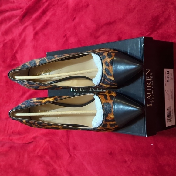 Lauren Ralph Lauren Lindella Brown Mu Leather Pump 9.5B Leopard Hair calf. - Picture 11 of 16